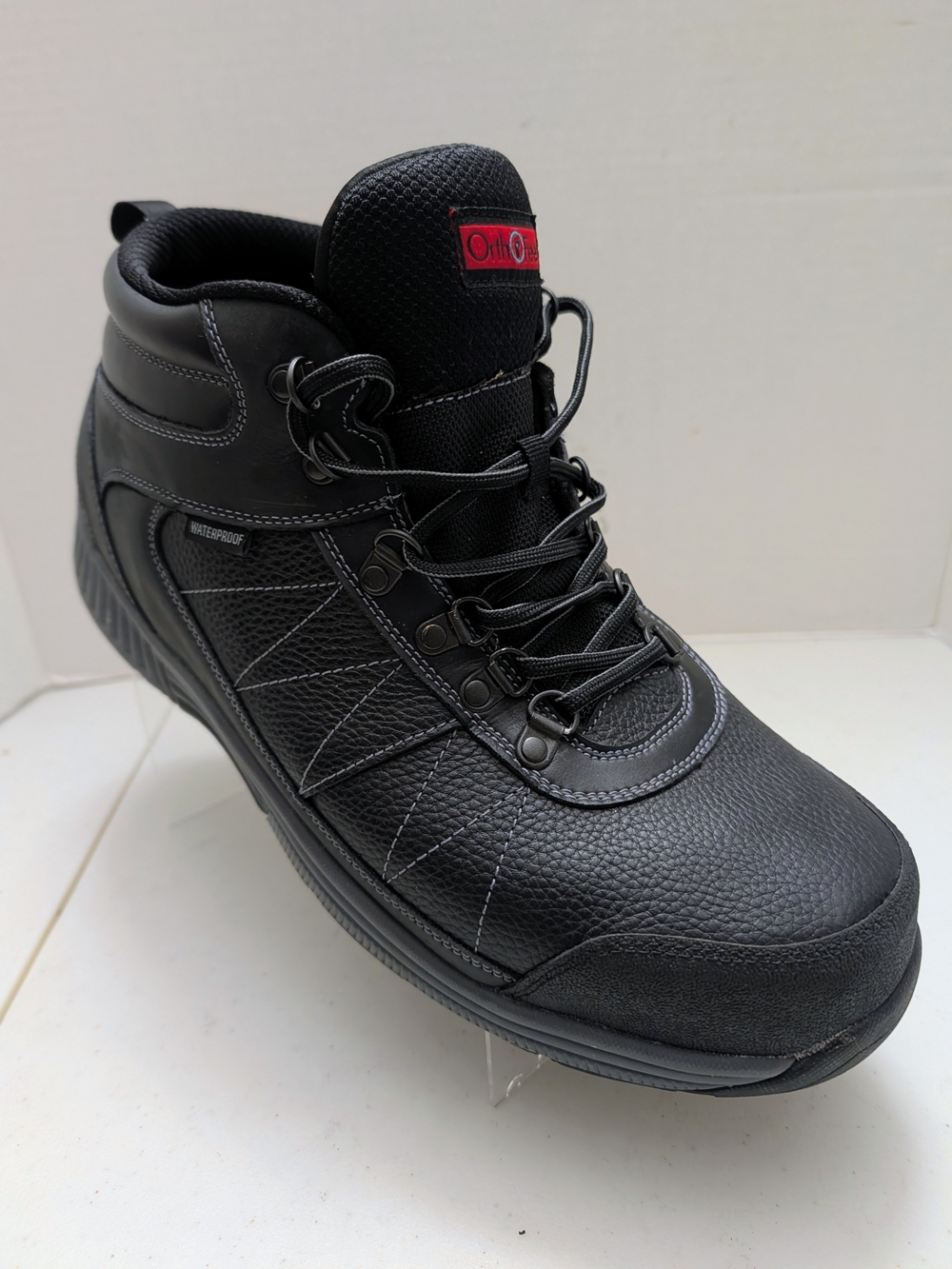 Orthofeet 488 Mens SZ 13 6E Black Leather Lace Up Waterproof Comfort Ankle Boots